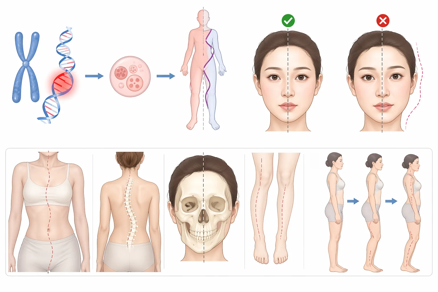 Đột biến nhiễm sắc thể dạng “ziczac” là cách gọi mô tả tình trạng cơ thể phát triển không đồng đều do rối loạn di truyền