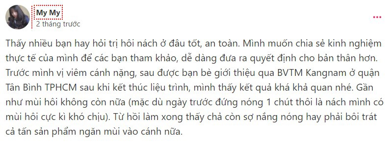 trị hôi nách ở thẩm mỹ viện kangnam