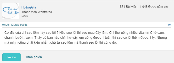 Lời khuyên trị sẹo thủy đậu được chia sẻ trên cộng đồng webtretho sẹo thủy đậu webtretho