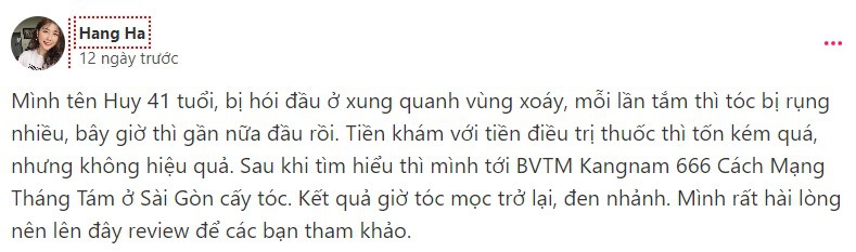 Đánh giá khách hàng về cấy tóc ở đâu hiệu quả nhất cấy tóc ở đâu hiệu quả nhất