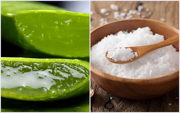 Trị mụn trên lưng bằng muối và nha đam