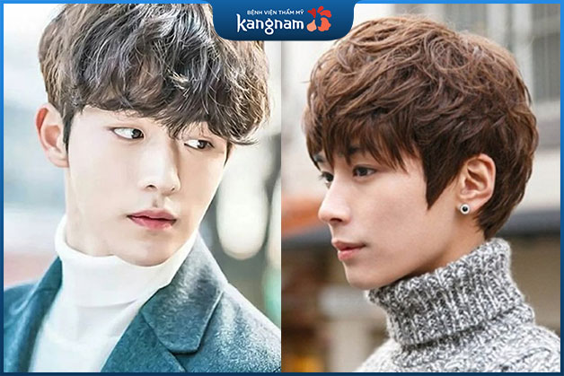 Tóc mái chéo, mái uốn xoăn cho nam trán dô