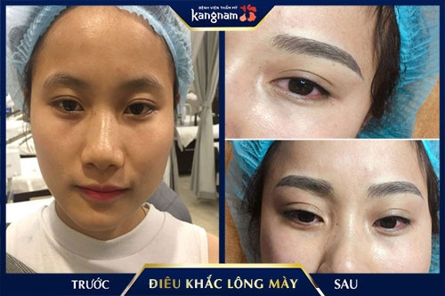 Khách hàng điêu khắc chân mày Kangnam: lên màu chuẩn không cần dặm lại điêu khắc lông mày bao lâu thì lên màu kangnam