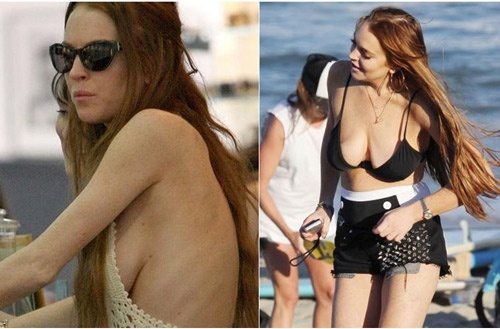 Ngôi sao Lindsay Lohan gây xôn xao vì thân hình tiều tụy và vòng 1 chảy xệ ngực chảy xệ