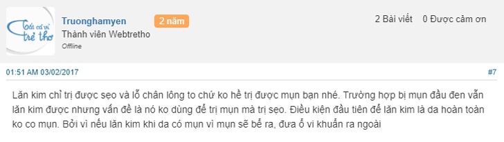 trị mụn bằng lăn kim 