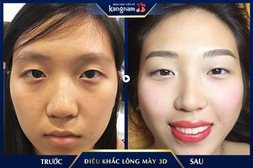 Hiệu quả thẩm mỹ tuyệt vời sau điêu khắc lông mày hình lưỡi mác phụ nữ có lông mày lưỡi mác