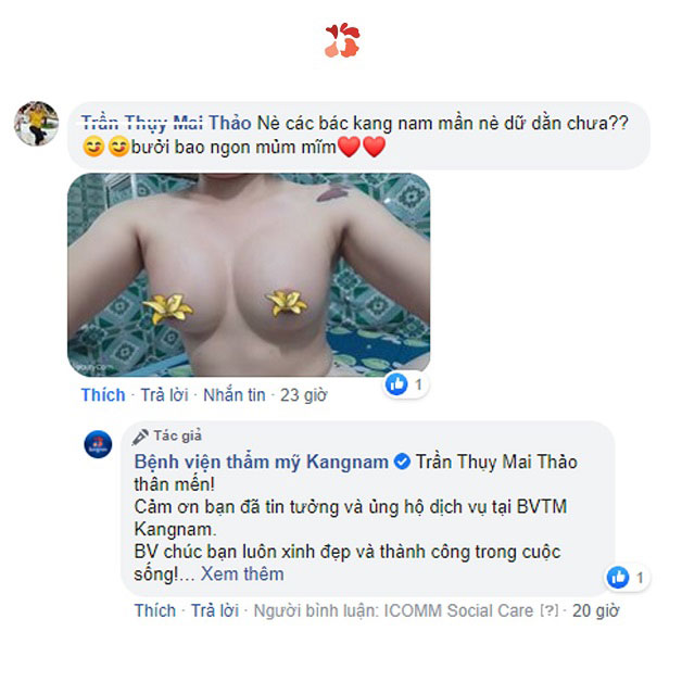 Vòng 1 của khách hàng sau khi nâng ngực tại Kangnam