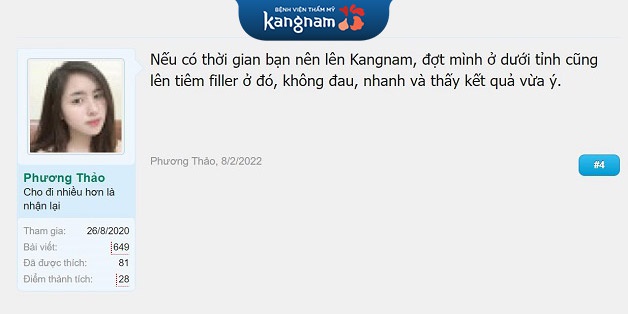 Nhận xét của người dùng Phương Thảo trên diễn đàn