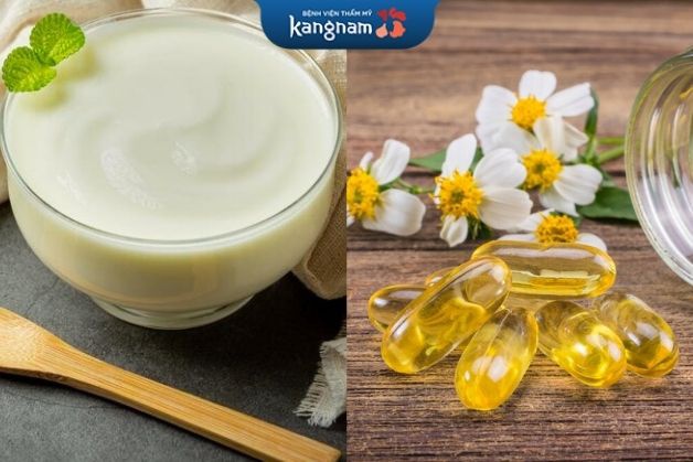 Dưỡng trắng da bằng sữa chua và vitamin E