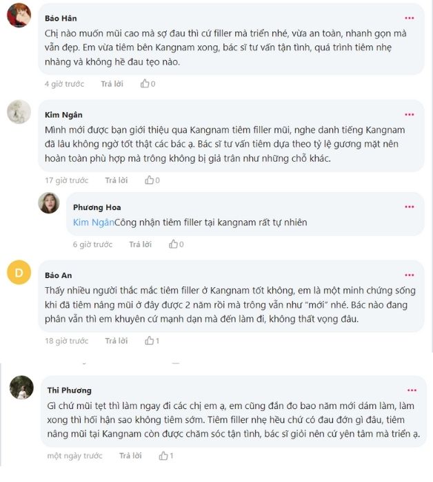 Đánh giá thực tế từ khách hàng đến tiêm mũi tại Kangnam Tiêm filler mũi ở đâu an toàn