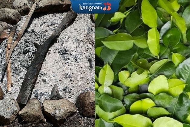 Lá bưởi và tro bếp triệt lông hiệu quả