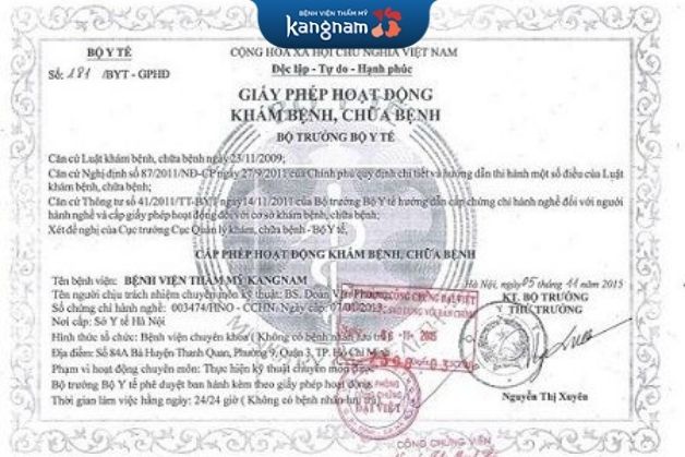 Đơn vị thẩm mỹ được chứng nhận của Bộ Y tế
