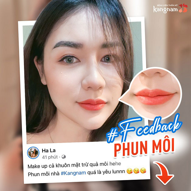 Feedback từ khách hàng xinh xắn, môi cam đào lên chuẩn màu theo yêu cầu