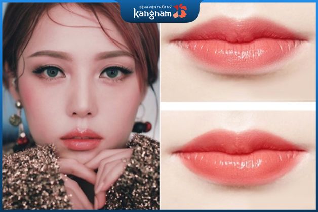 Môi màu cam đào
