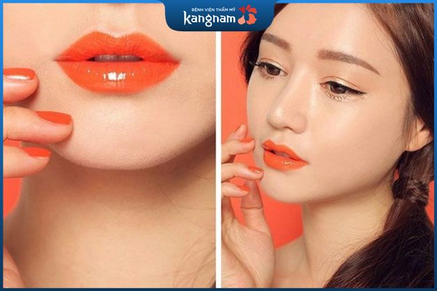 Môi màu cam tươi