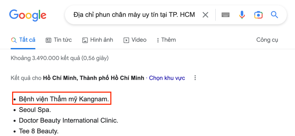 Địa chỉ phun chân mày uy tín