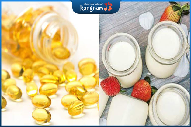sữa chua kết hợp bôi vitamin E lên mặt để qua đêm được không?