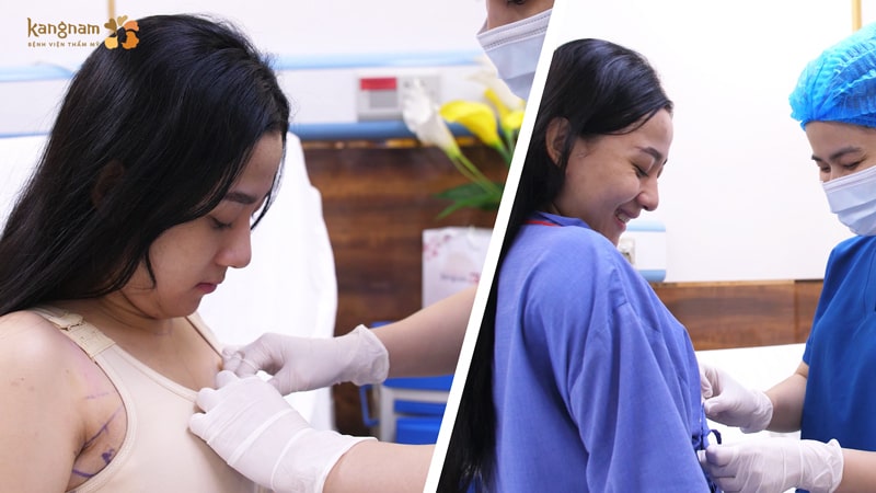 Hậu phẫu nâng ngực 6D không chạm