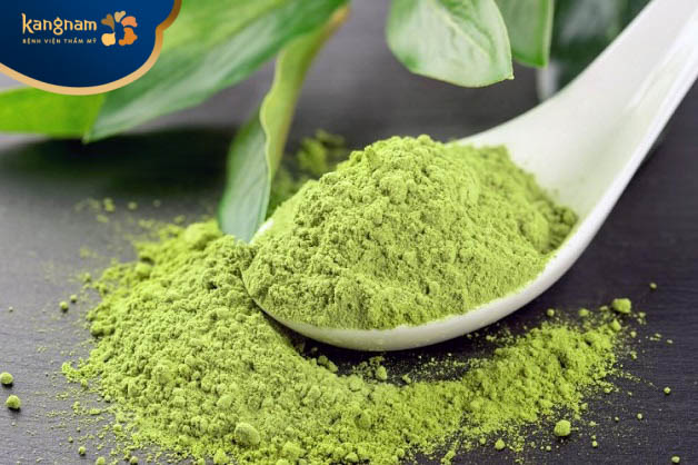 Bột trà xanh trị mụn mủ bị sưng to