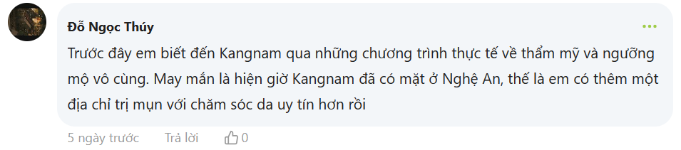 Chia sẻ chân thực từ khách hàng đã làm đẹp tại Kangnam Nghệ An