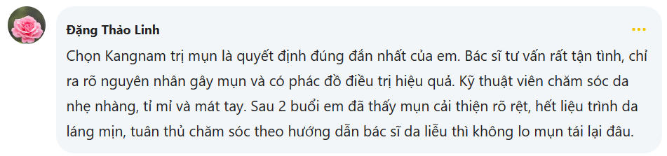 Chia sẻ từ khách hàng trị mụn thành công ở Kangnam