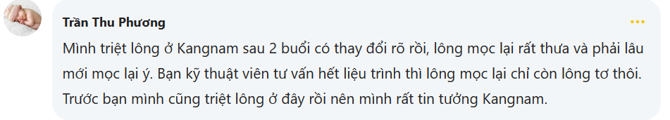 Chia sẻ từ khách hàng triệt lông tại Kangnam