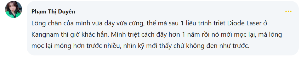 Chia sẻ từ khách hàng triệt lông tại Kangnam