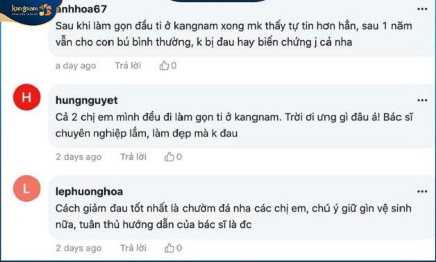 Khách hàng thu gọn nhũ hoa tại Kangnam không hề bị đau quá mức