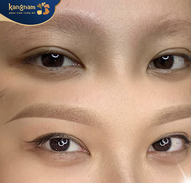 Phun mày chạm hạt màu nâu nhạt siêu tự nhiên