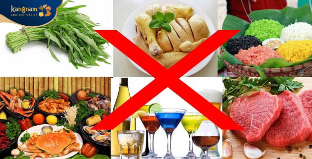 Tránh các món ăn có tính cay nóng, hải sản, thịt bò, gạo nếp, trứng
