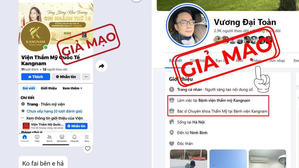 Cảnh báo giả mạo bệnh viện Thẩm mỹ Kangnam lừa gạt khách hàng