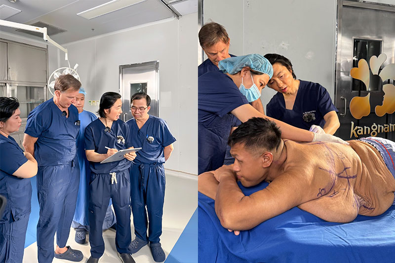 TS.BS Richard Huy cùng ekip hội chẩn và đo vẽ trước phẫu thuật