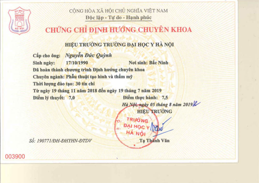 Chứng chỉ Định hướng Chuyên khoa