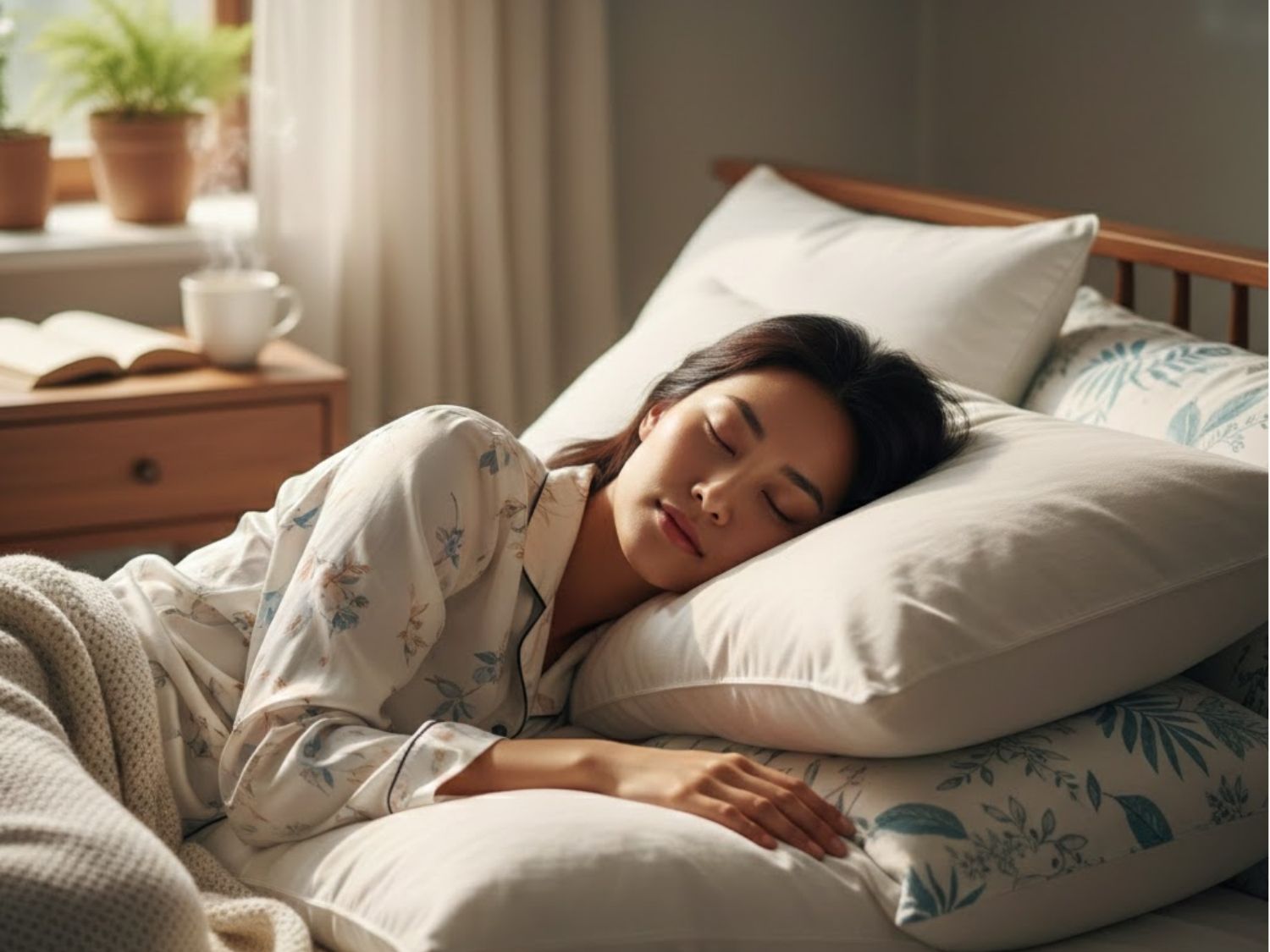 Mẹo giảm sưng bầm sau cắt mí bằng cách kê cao gối khi ngủ để máu lưu thông tốt hơn