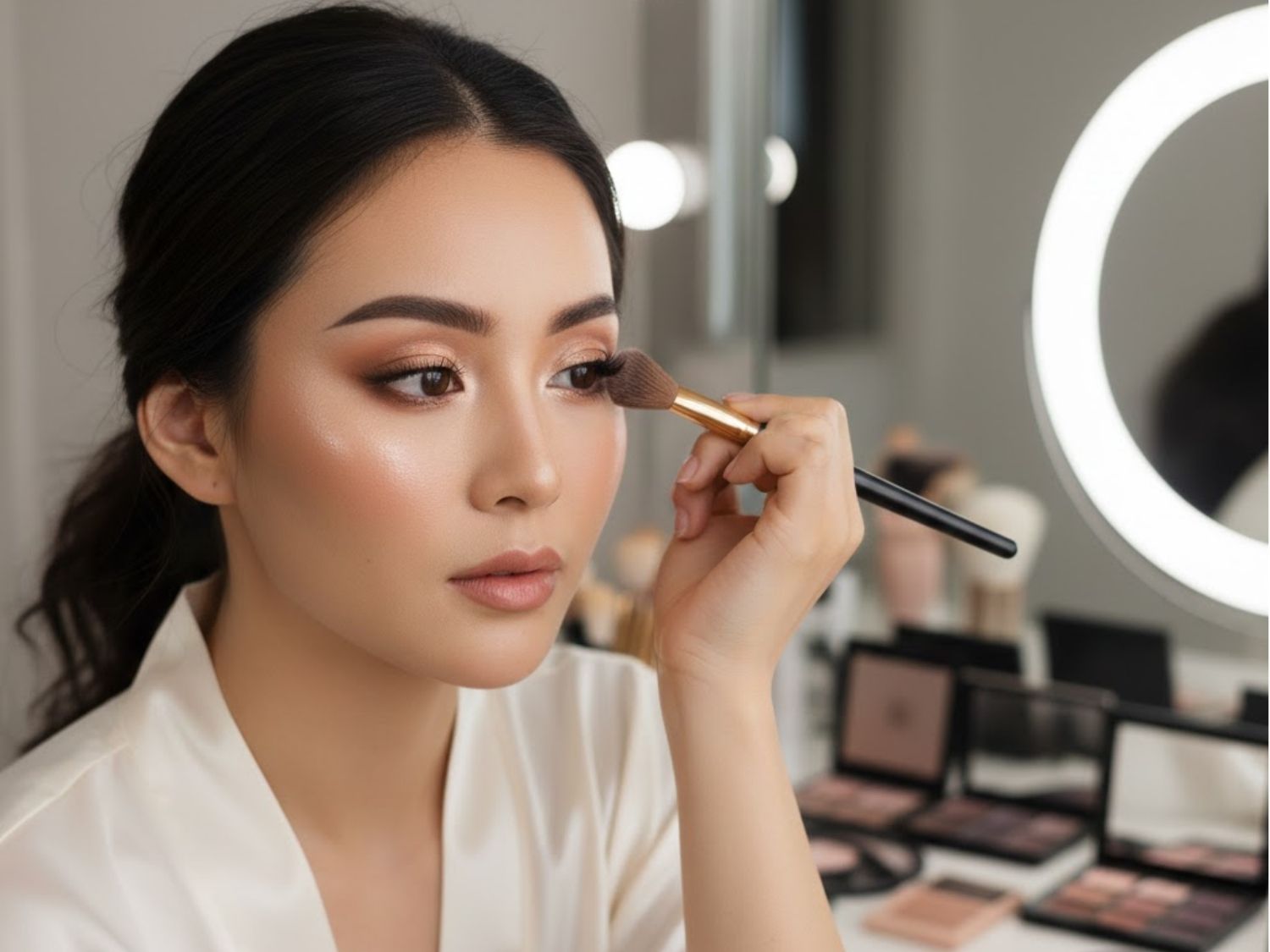 Hình ảnh đôi mắt sau cắt mí 1 tháng đã ổn định tự nhiên và có thể trang điểm nhẹ nhàng