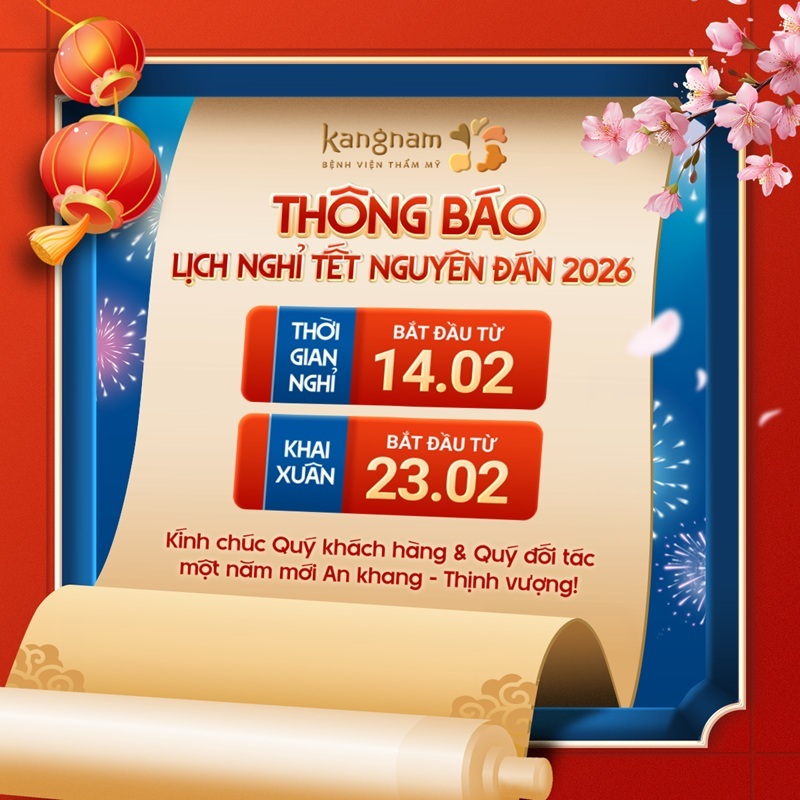 Lịch nghỉ Tết Nguyên Đán 2026 tại bệnh viện thẩm mỹ Kangnam