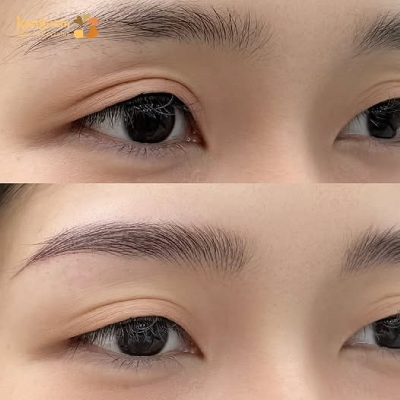 Dáng mày sau phun sắc nét, hài hòa với gương mặt