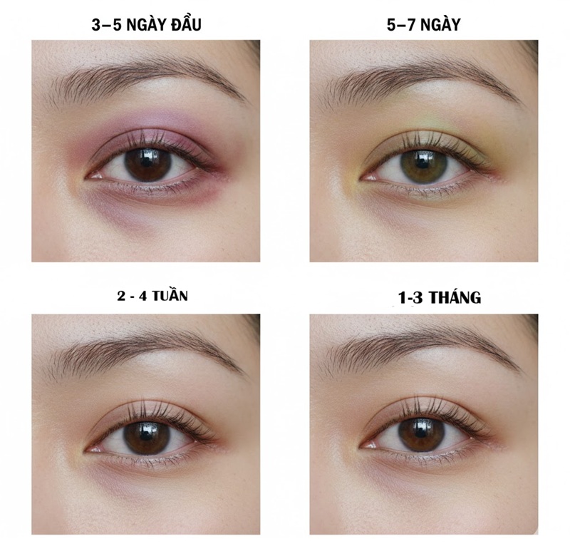 Quá trình hồi phục cắt mí mắt nhiều mỡ từ sưng đau đến hồi phục hoàn toàn rõ 2 nếp mí