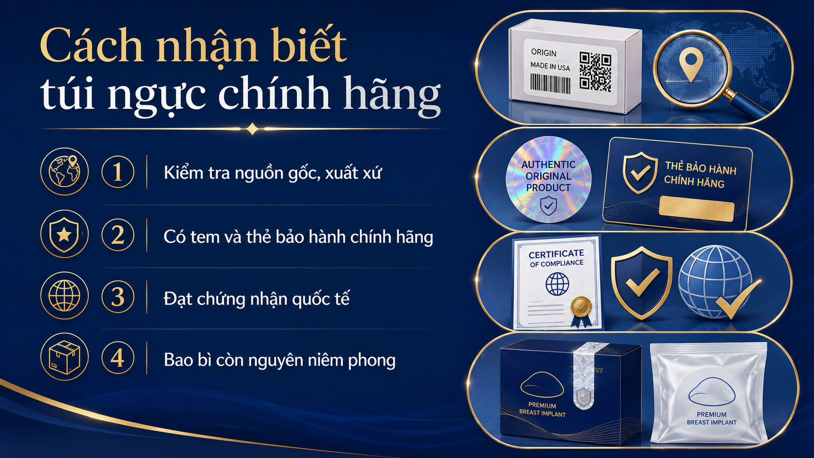 ảnh mô tả Cách nhận biết túi ngực chính hãng