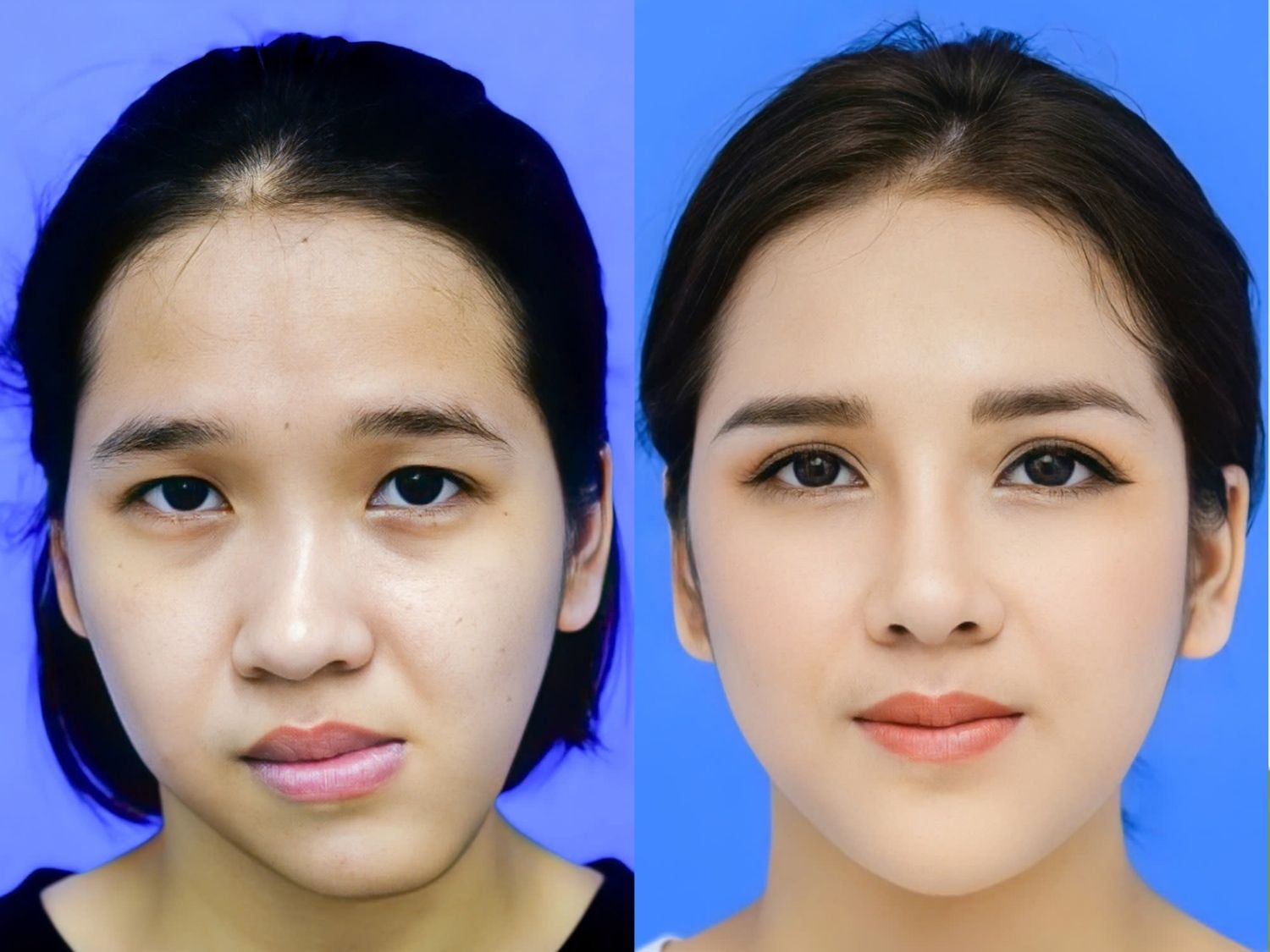 tình trạng lệch hàm do xương và sau khi được cải thiện hoàn chỉnh