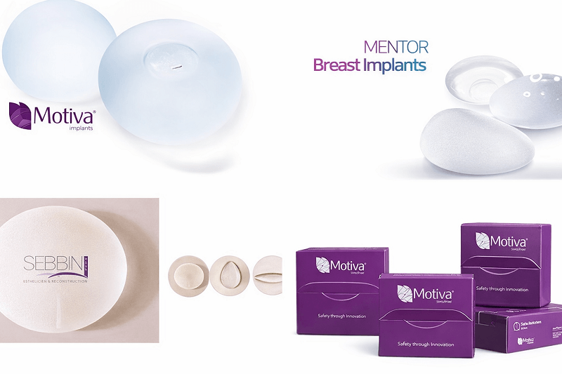 So sánh túi ngực Sebbin, túi Mentor Extra và Motiva bề mặt và form dáng