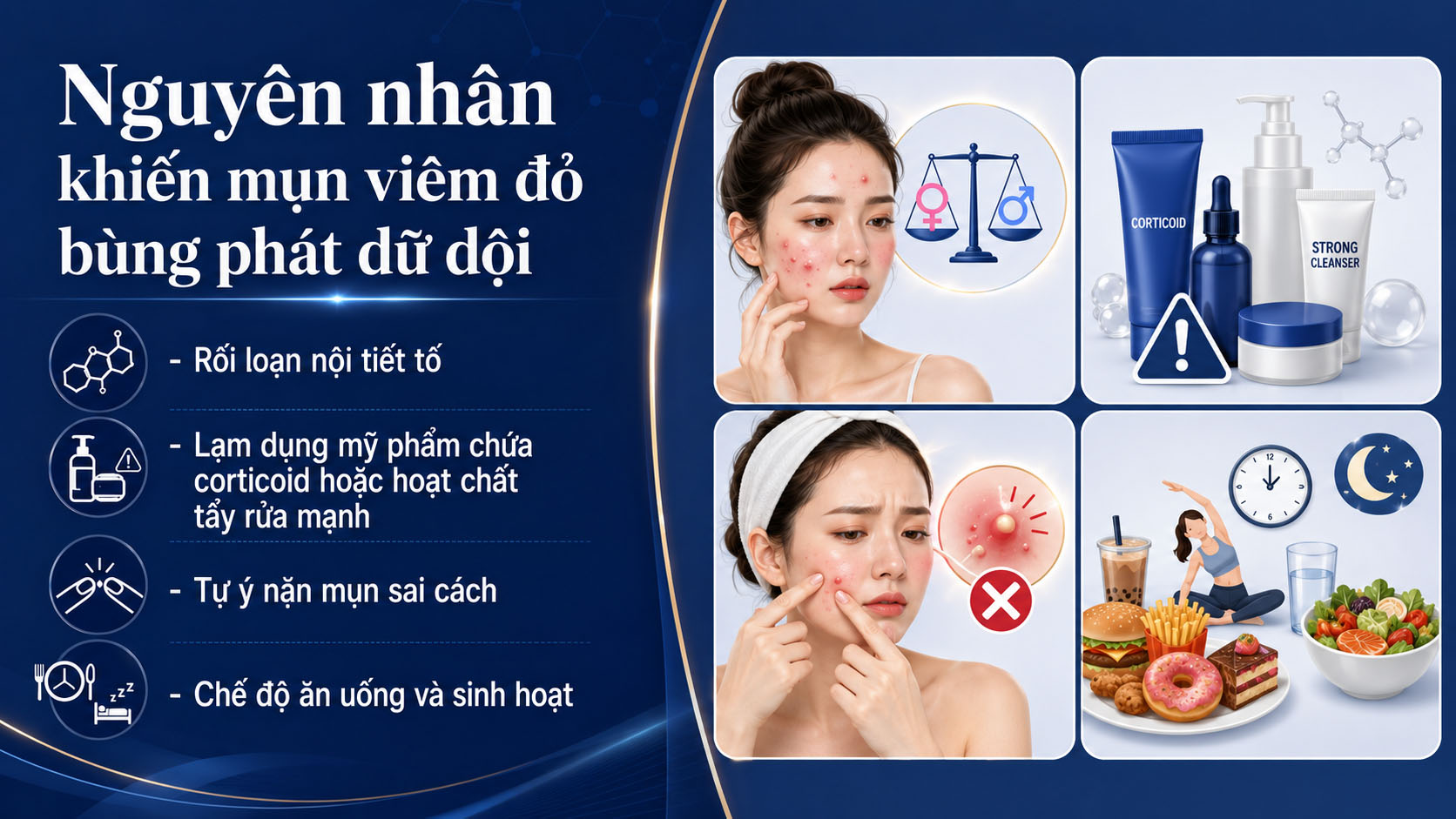 ảnh mô tả Nguyên nhân khiến mụn viêm đỏ bùng phát dữ dội