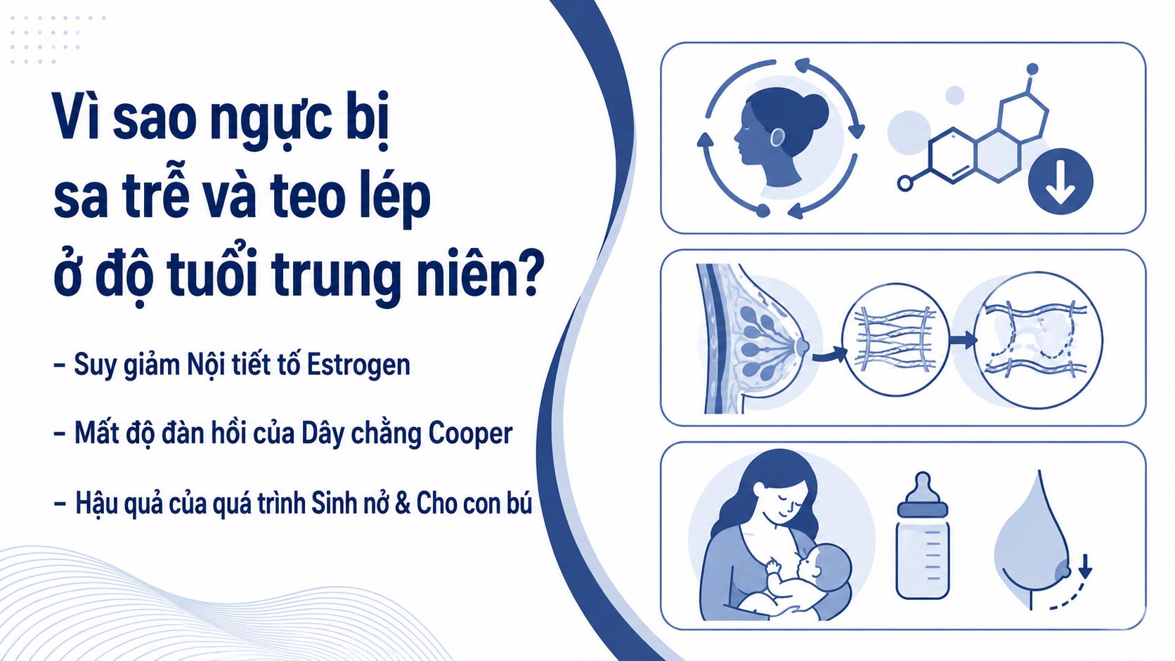 ảnh mô tả các nguyên nhân ngực bị sa trễ và teo lép ở độ tuổi trung niên