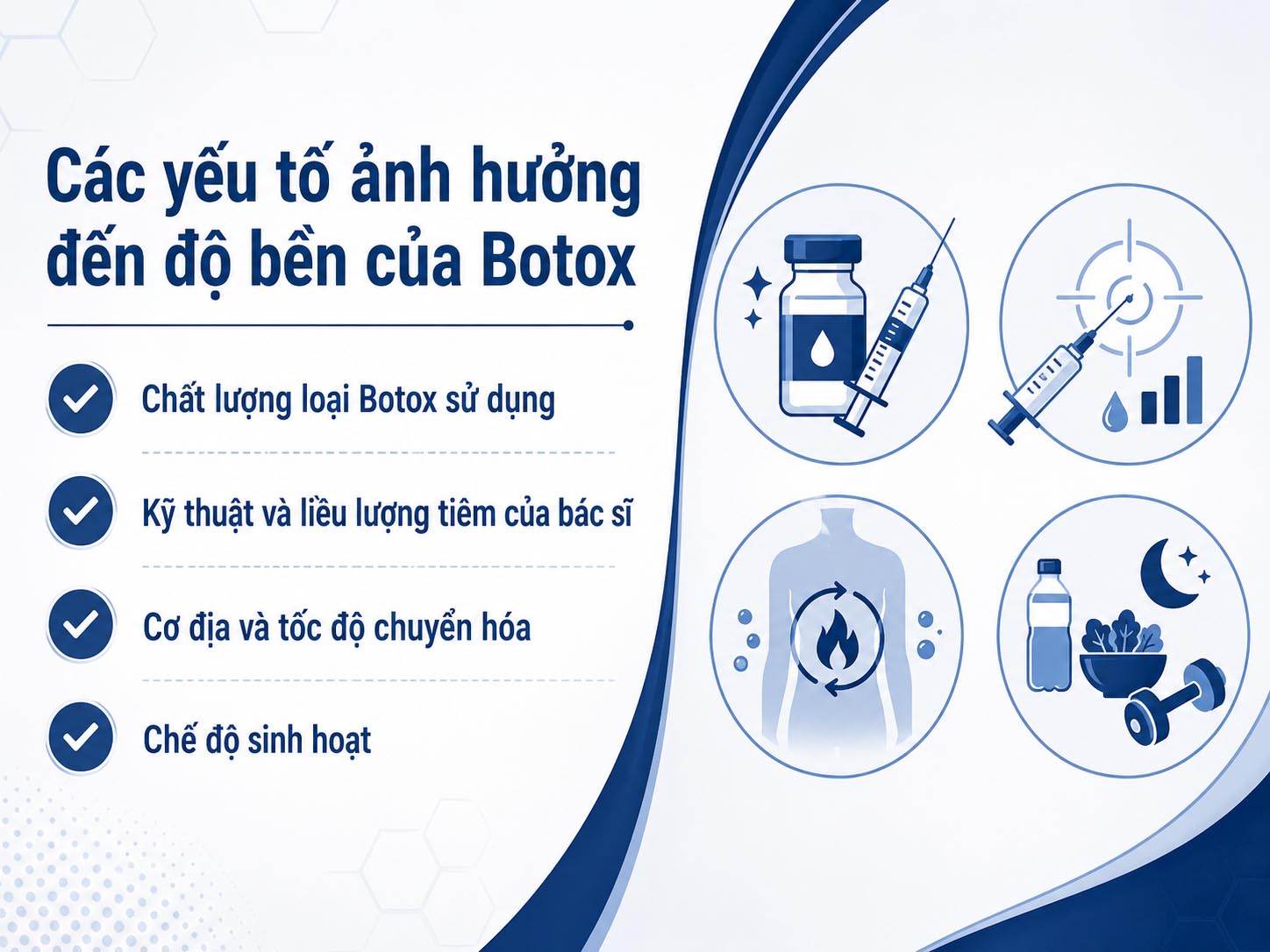 ảnh mô tả Các yếu tố ảnh hưởng đến độ bền của Botox