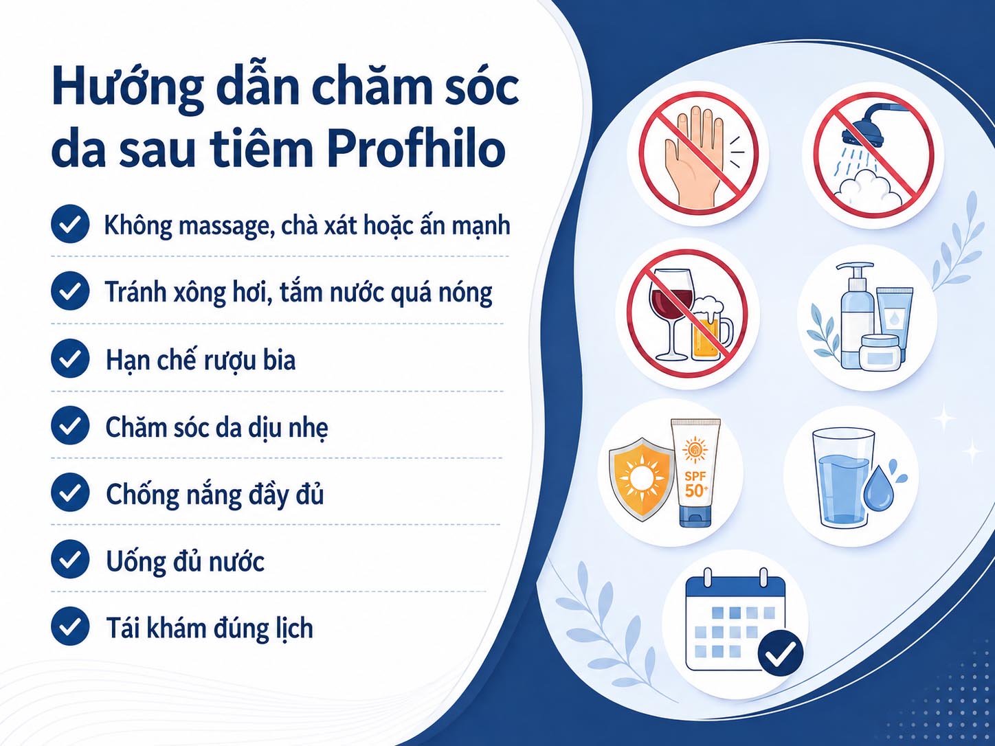 ảnh mô tả các Hướng dẫn chăm sóc da đúng cách sau khi tiêm trẻ hóa Profhilo