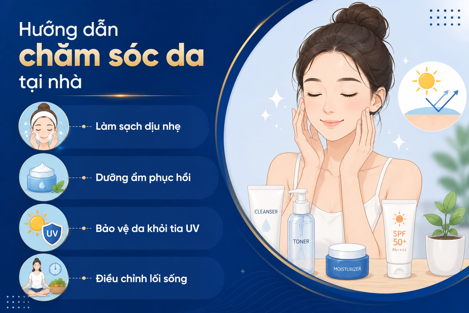 ảnh mô tả Hướng dẫn chăm sóc da tại nhà