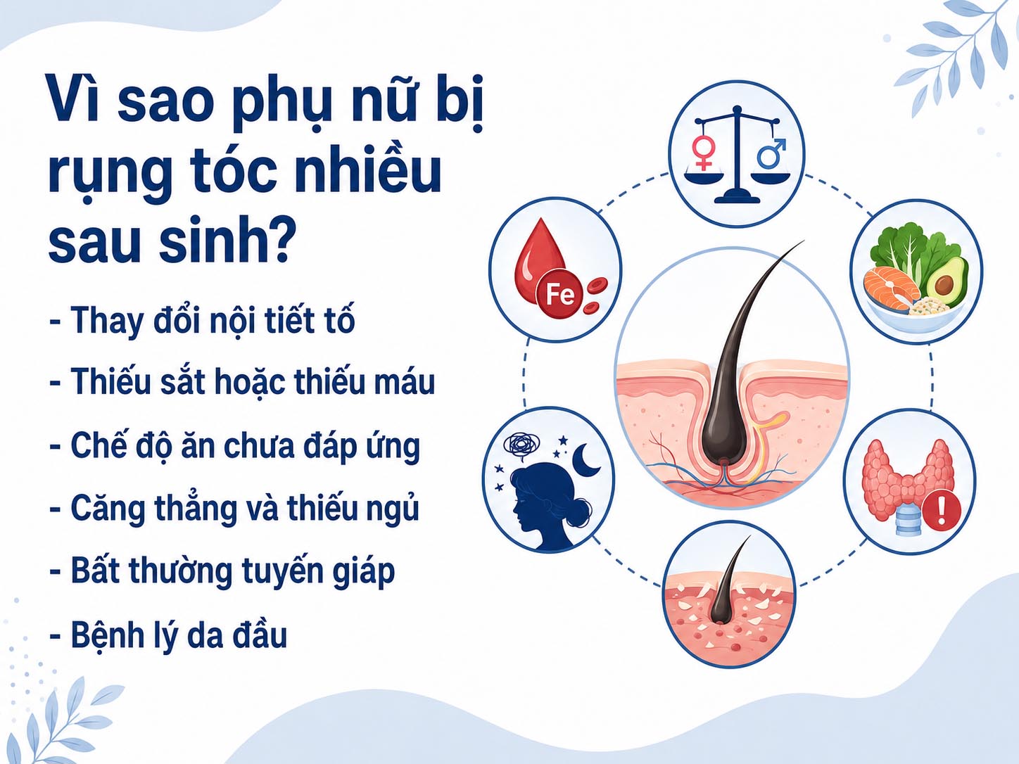 ảnh mô tả các phụ nữ bị rụng tóc nhiều sau sinh