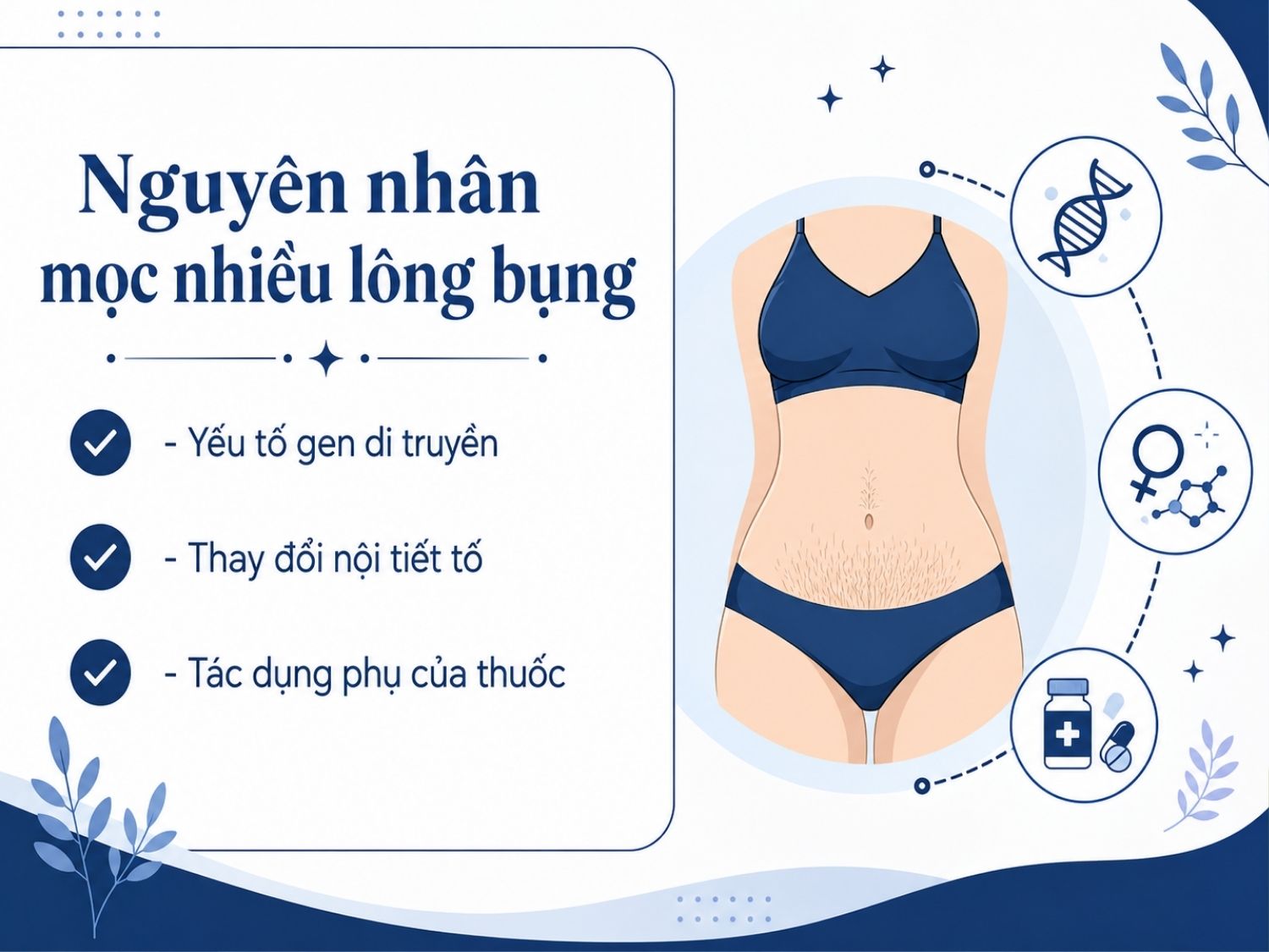 ảnh mô tả chi tiết nguyên nhân lông bụng mọc nhiều