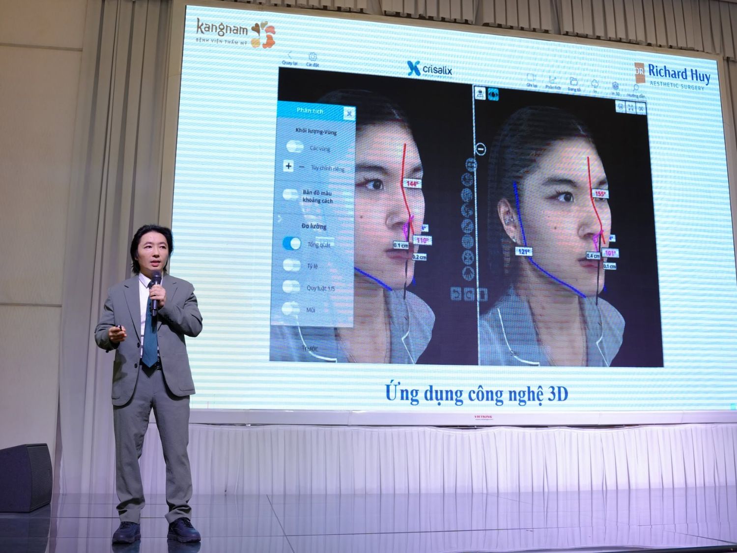 Dr. Richard Huy chia sẻ về ứng dụng công nghệ 3D trong phân tích và lập kế hoạch thẩm mỹ, hỗ trợ đánh giá đặc điểm khuôn mặt trực quan hơn.