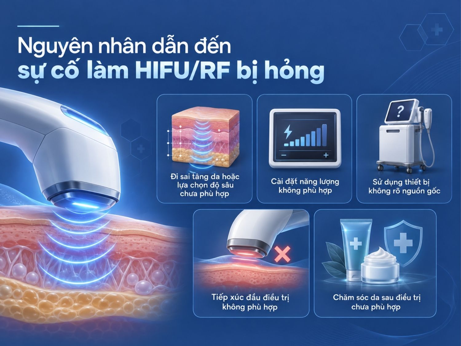 Nguyên nhân dẫn đến sự cố làm HIFU/RF bị hỏng